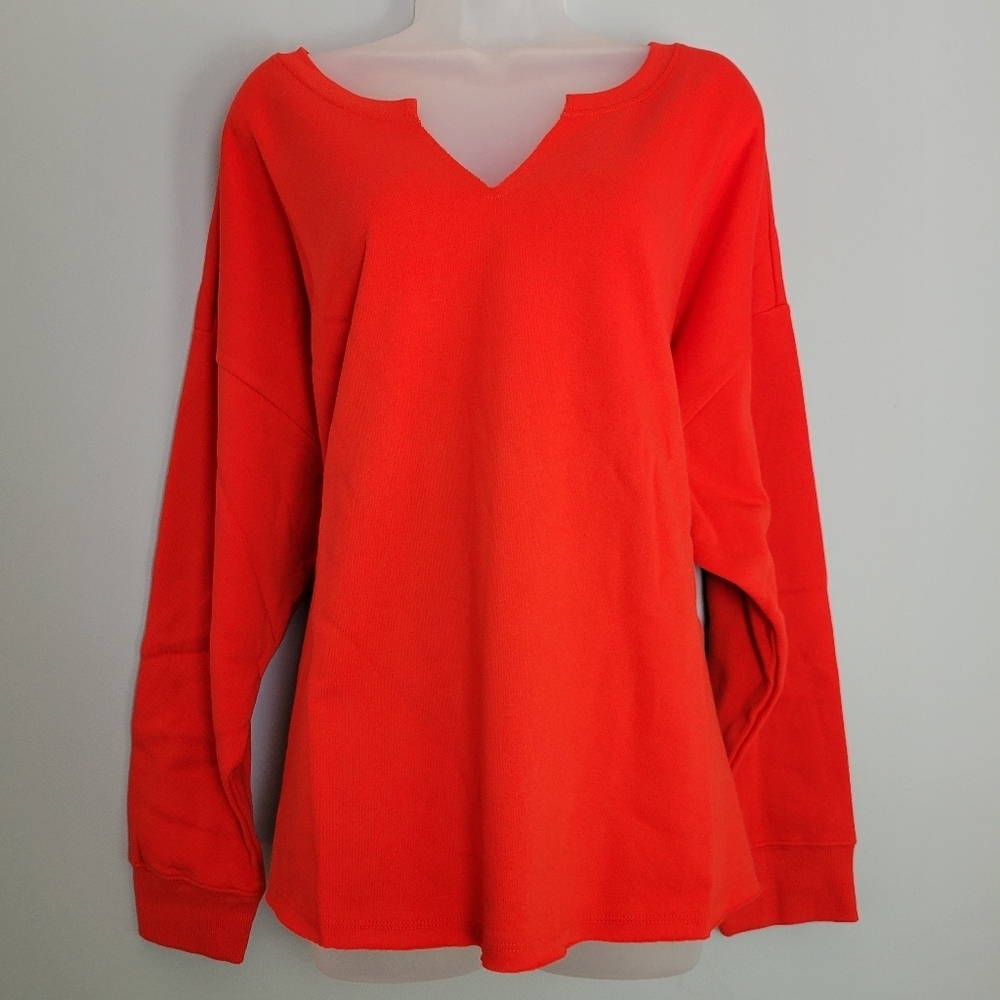 NWT Torrid Size 3 Drop Shoulder Red Fleece Sweatshirt